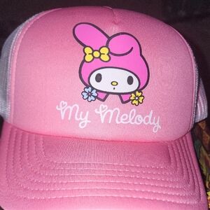 Sanrio My Melody Pink Trucker Hat with Floral Accents